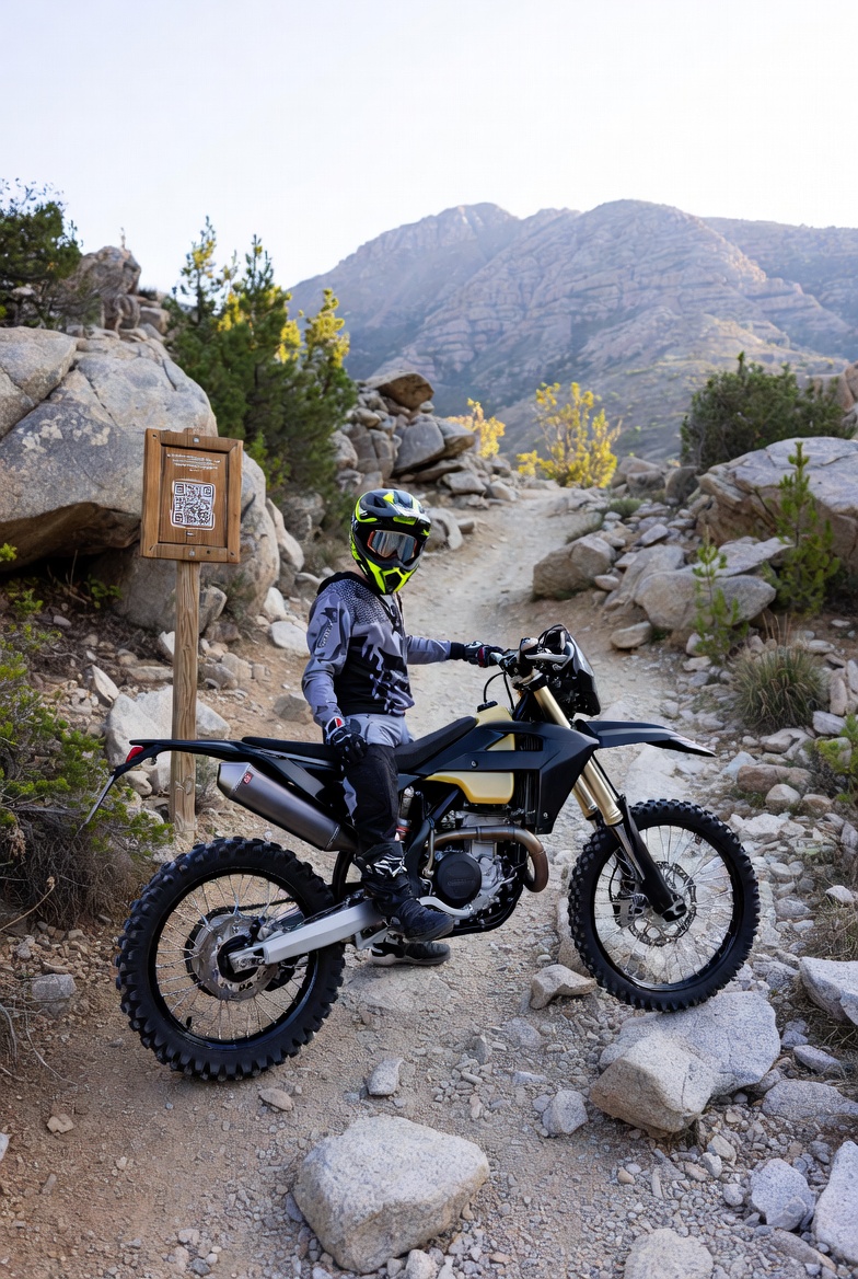 QR Code fin de ruta con moto